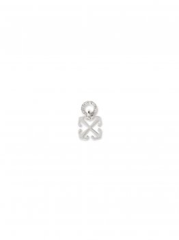 Off-White Texture Circle Arrow Mono Earring - Silver