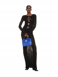 Off-White Center Hole Net Long Dress Black Light on Sale - Black