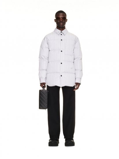Off-White OW EMB COT STRIPE SHIRT PUFF LIGHT GREY - Grey - Click Image to Close