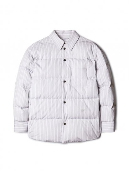 Off-White OW EMB COT STRIPE SHIRT PUFF LIGHT GREY - Grey - Click Image to Close