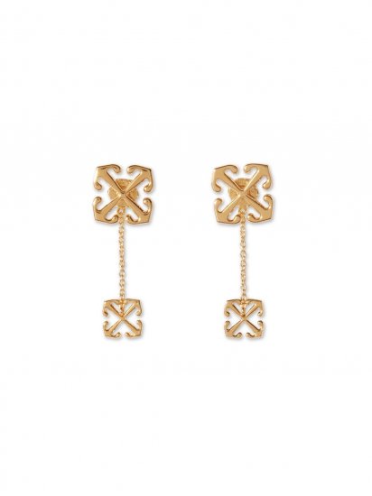 Off-White Double Arrow Earrings - Gold - Click Image to Close