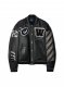 Off-White Full Leather Varsity Jacket - Black