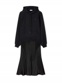 Off-White SATIN JER CYCL HOODIE DRESS - Black