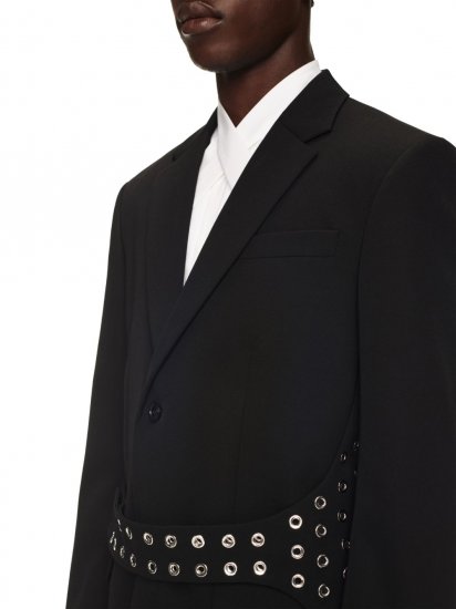 Off-White Eyelet Belt Drywo Relax Jacket - Black - Click Image to Close