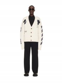 Off-White MOON VARS KNIT CARDIGAN on Sale - White