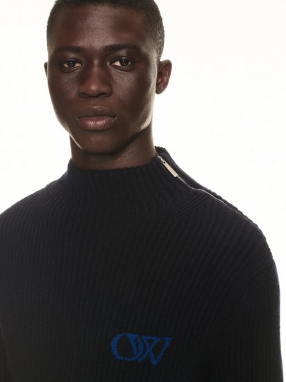 Off-White OW RIB KNIT TURTLENECK SIERRA LEONE SIER - Blue - Click Image to Close