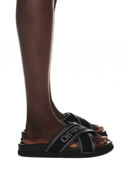 Off-White CLOUD CRISS CROSS SLIDER - Black - Click Image to Close