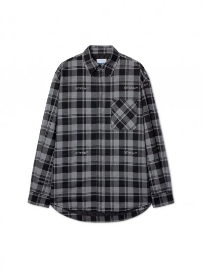 Off-White Check Padded Overshirt - Grey - Click Image to Close