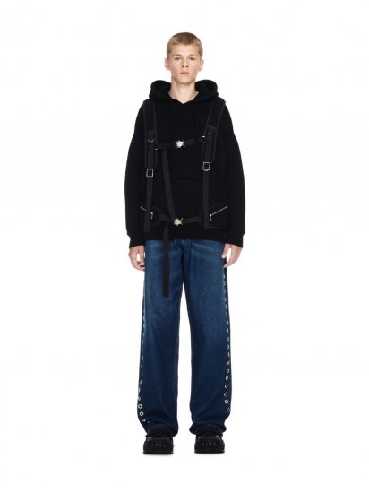 Off-White Straps Arrow Knit Hoodie - Black - Click Image to Close