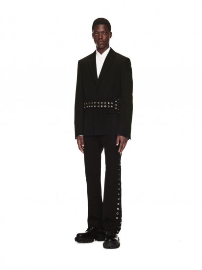 Off-White Eyelet Belt Drywo Relax Jacket - Black - Click Image to Close