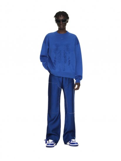 Off-White Body Scan Knit Crewneck on Sale - Blue - Click Image to Close