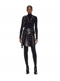 Off-White Eyelets Mock Neck - Black