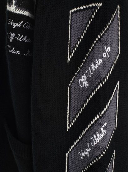 Off-White Varsity Knit Cardigan - Black - Click Image to Close