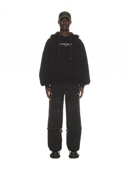Off-White GIVE ME SPACE DBL STRING HOOD BLACK WHIT - Black - Click Image to Close