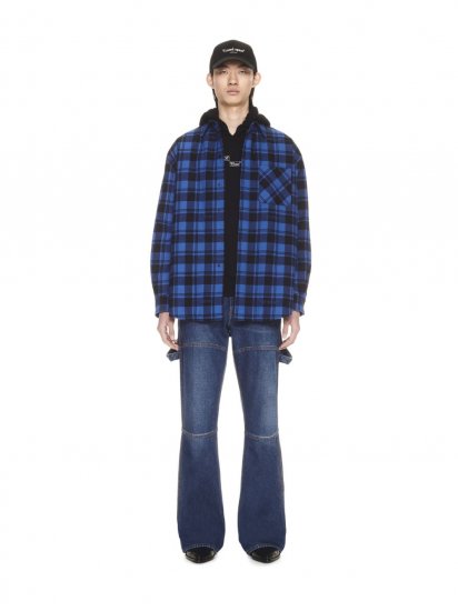 Off-White CHECK FLANN PADDED OVERSHIRT DARK BLUE B - Blue - Click Image to Close