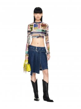 Off-White Pleated Skirt - Blue