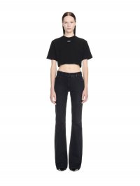 Off-White Off Stamp Rib Cropped Tee - Black