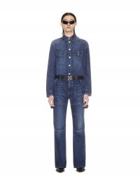 Off-White ARR EMB SKINNY DENIM SHIRT MEDIUM BLUE N on Sale - Blue