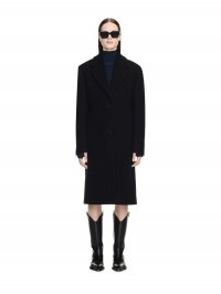 Off-White Brushed Wo Round Coat on Sale - Black