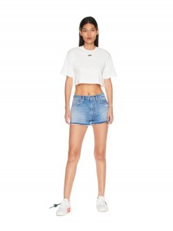 Off-White OFF STAMP RIBBED CROPPED TEE on Sale - White