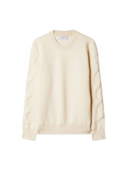 Off-White 3D DIAGS KNIT CREWNECK - White - Click Image to Close