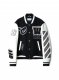 Off-White Leather Wool Varsity Jacket - Black