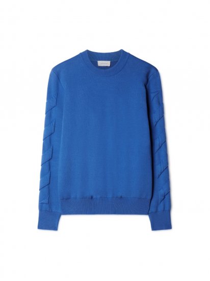 Off-White 3D DIAGS KNIT CREWNECK DARK BLUE NO COL - Blue - Click Image to Close