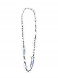 Off-White PAPERCLIP PAVE' NECKLACE SILVER LIGHT BL - Silver