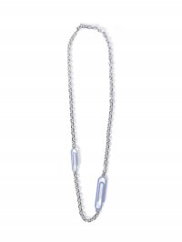 Off-White PAPERCLIP PAVE' NECKLACE SILVER LIGHT BL - Silver