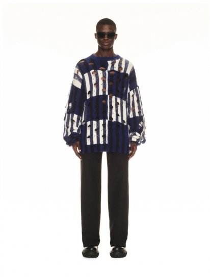 Off-White SHIBORI KNIT CREWNECK SIERRA LEONE NO C - Blue - Click Image to Close