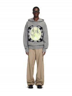 Off-White ARROW MOON CHUNKY KNIT HOODI - Grey