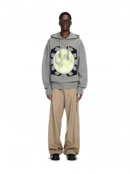 Off-White ARROW MOON CHUNKY KNIT HOODI - Grey