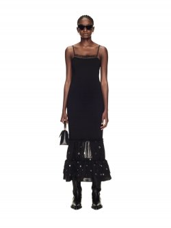 Off-White Heavy Eyelets Slip Dress - Black