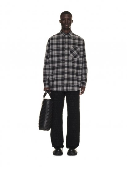 Off-White CHECK FLANN PADDED OVERSHIRT DARK GREY B - Grey - Click Image to Close