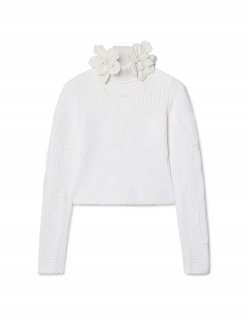 Off-White Flower Vortix Cor Embr Top on Sale - White