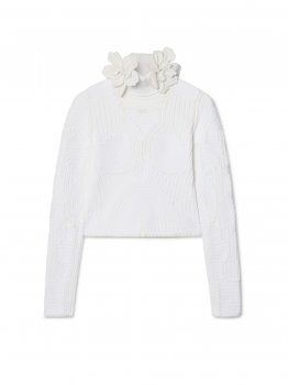 Off-White Flower Vortix Cor Embr Top on Sale - White