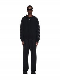 Off-White STITCH ARR DIAGS KNIT HOODIE - Black