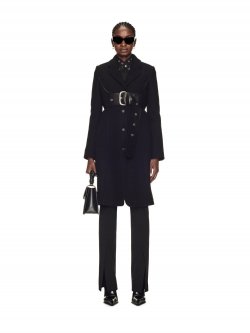 Off-White BRUSHED WO BELT COAT on Sale - Black