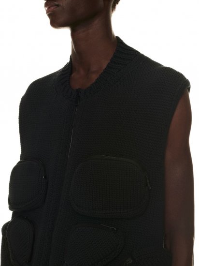 Off-White Multipockets Knit Gilet on Sale - Black - Click Image to Close