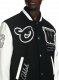 Off-White Leather Wool Varsity Jacket - Black