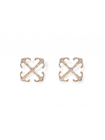 Off-White Mini Arrow Strass Earrings - Gold - Click Image to Close