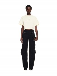 Off-White Small Arrow Pearls Crop Tee on Sale - Neutrals