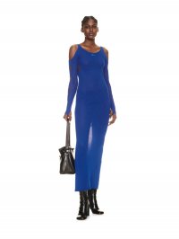 Off-White Hole Net Long Dress on Sale - Blue