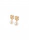 Off-White Pearl Arrow Earrings - Gold