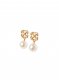 Off-White Pearl Arrow Earrings - Gold