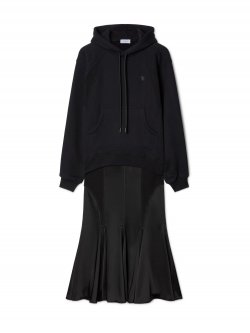 Off-White SATIN JER CYCL HOODIE DRESS - Black