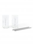 Off-White COCKTAIL GLASS AND STRAW SET - Neutrals