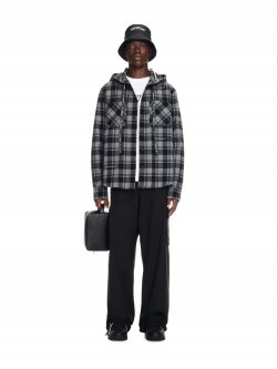 Off-White Check Hooded Shirt - Grey