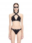 Off-White Eyelet Cross Bikini - Black