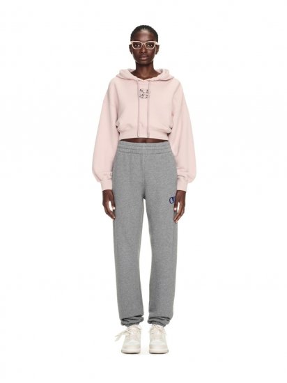 Off-White Bling Leaves S Arrow Crop Hoodie - Pink - Click Image to Close